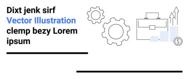 İş stratejisi, finansal planlama, organizasyonel büyüme, yenilik, veri, takım çalışması. Çantanın grafiği, vites, ok ve bar çizelgesi. İş stratejisi ve mali planlama