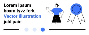 Kendine güvenen, kararlılığı sembolize eden genç karakter. Mavi rozet başarıyı vurguluyor. Motivasyon, başarı, takım ruhu, liderlik, özgüven, büyüme için idealdir.