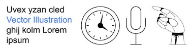 Zaman yönetimi, dijital iletişim, ses teknolojisi, jestler, uzaktan çalışma, yaratıcı tasarım. Saat, mikrofon, el işareti. Zaman yönetimi ve dijital iletişim kavramı