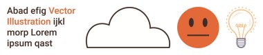 Yaratıcılık, duygular, fikirler, düşünme, ruh hali ifadesi, yenilik. Bulut şekli, nötr yüz ampulü. Proje ve sunumlar için yaratıcılık ve duygular kavramsal elementler