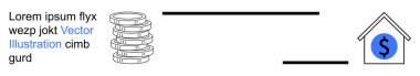Finans, bankacılık, işlemler, tasarruflar, ev yatırımları, ekonomi. Dolar işareti simgesi olan bir eve yığılmış bozuk paralar. Para yönetimi kavramları için finans ve bankacılık