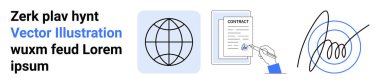 Business processes, online communication, legal documents, contract agreements, digital signatures, global reach. A globe, a signed contract document and a digital signature. Business processes