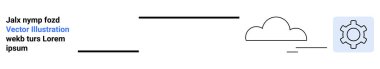Basitleştirilmiş bulut elementi teknoloji, ağ oluşturma ve veri işleme ikonu ile. Bulut hesaplama, teknik çözümler, iş akışı, otomasyon, bilişim araçları, basit dijital servisler için ideal