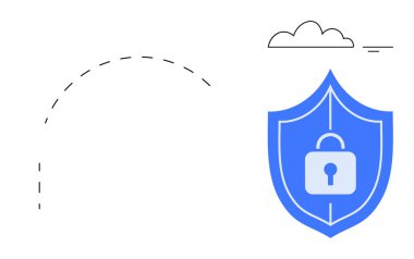 Siber güvenlik kavramı. Kilit sembollü siber güvenlik kalkanı veri korumasını ve çevrimiçi gizliliği sağlar. Siber güvenlik çözümleri ağları güvence altına alır ve kişisel ve profesyonel verileri korur. Mükemmel.