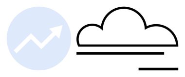 İş büyümesi, bulut hesaplaması, veri analizi, teknolojik ilerleme, ağ oluşturma, dijital yenilik. Minimalist bulut simgesi ve yukarı doğru ok grafiği. Bulut hesaplama ve veri analizi büyüme kavramı