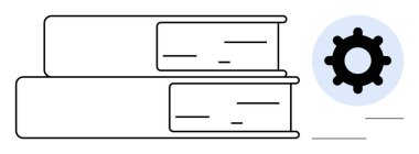 Bilgi kavramı. İstiflenmiş kitaplar ve vites sembolüyle bilgi. Bilgi, teknolojide eğitimi ve yeniliği yönlendirir. Öğrenim, yenilik ve teknoloji entegrasyonu için