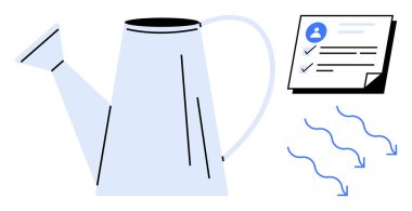 Sulama, yetiştirmeyi, görev organizasyonu için kontrol listesini ve fikir ve sonuç için akış çizgilerini sembolize edebilir. Strateji, büyüme, planlama, geliştirme, iş akışı üretkenlik ekip çalışması için idealdir. Asgari