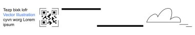 Dijital pazarlama, teknoloji sistemleri, bulut depolama, veri transferi, QR kod tasarımı, yaratıcı iletişim. Çizgileri ve bulut şekilli minimalist QR kodu. Dijital pazarlama ve teknoloji