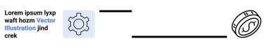 Dişli simgesi ve pul amblemi çizgilerle, iş akışını, süreci, bağlantıyı, otomasyonu, işbirliğini, bütünleşmeyi, verimliliği, teknik açıklamayı resmeder. Teknoloji sunumları için ideal