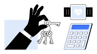 Güvenlik, teknoloji, dijital cihazlar, veri gizliliği, erişim kontrolü, zekice çözümler. El ele tutuşmalar, hesap makineleri ve kalp ikonlu akıllı seğirmeler. Güvenlik ve teknoloji kavramı