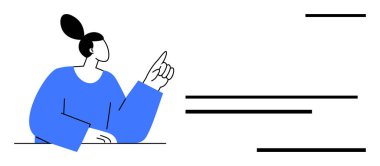 Mavi kazaklı kadın parmağını kaldırıyor, topuz içindeki siyah saçlar, en düşük çizgiler odaklanmayı gösteriyor. Eğitim, rehberlik, liderlik, ilham, fikir üretmek için ideal bir ekip çalışması. Basit düz