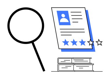 Derecelendirilmiş bir özgeçmişin yanında büyüteç, analizi, işe alma, kariyer büyümesini, eğitimi, performans değerlendirmesini, araştırmayı ve beceri geliştirmeyi temsil ediyor. Basit düz metafor