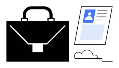 Kariyer konsepti. İş başvurularının, kariyer büyümesinin ve iş olanaklarının yanında bir evrak çantası. İş yeri, İK hizmetleri, işe alım ve kariyer planlaması için uygun