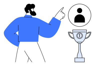 Liderlik kavramı. Liderlik bir ödül sembolü ve profil simgesinde vurgulandı. Liderlik kişisel başarı ve tanınmayı vurguluyor. İş, motivasyon, eğitim ve takım için mükemmel