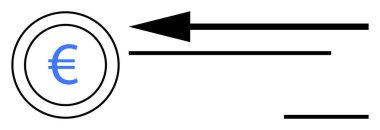 Finansal hareket konsepti. Avro işaretleri ve yönelimli oklar finansal akış, para birimi işlemleri ve takas. Bankacılık, ticaret, yatırım, ekonomi analizi için mali hareket