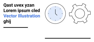 Yer tutucu metin, zaman yönetimi, süreç optimizasyonu, verimlilik ve iş akışını temsil eden saat ve teçhizat. İş araçları, teknik arayüz, planlama rehberi ve eğitim için ideal