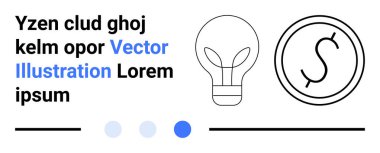 Ampul ve dolar sikke ile yer tutucu metin yenilik, finans ve fikirleri vurguluyor. İş için ideal, strateji, yaratıcılık, girişimler, ekonomi, e-ticaret basit iniş sayfası