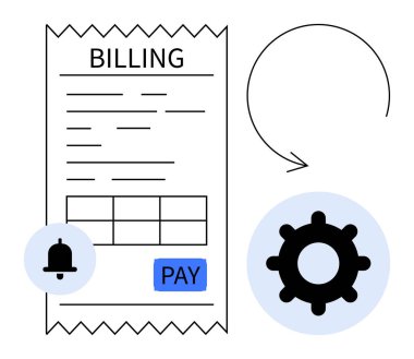 Faturalama işlemi. Faturada entegrasyon araçlarıyla otomatik ödeme ve bilgilendirme sistemleri yer alıyor. Fatura verimliliği finans, dijital platformlar, SaaS entegrasyonu ve e-ticaret destekler