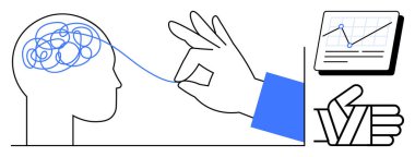 El, beyindeki karmaşık çizgileri çözerek berraklığı ve gelişmeyi, başarıyı ve analizi temsil eden bir çizelge ve onay ile sembolize eder. Psikoloji, problem çözme, üretkenlik, zihinsel