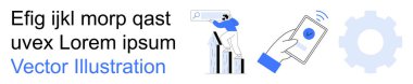 İş büyümesi, teknoloji, veri analizi, yenilik, analitik, geliştirme. Teleskop, vites simgesi ve cihazlı bir el ile çubuk grafiklerin üzerinde duran biri. İş büyümesi ve teknoloji