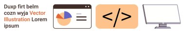 Web geliştirme, programlama, veri analizi, kodlama, dijital araçlar ve ekran arayüzü. Pasta grafiği, kodlama sembolü ve bilgisayar. Web geliştirme ve programlama