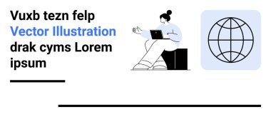 Dijital iletişim, uzaktan çalışma, küresel bağlantılar, çevrimiçi öğrenme, teknoloji, ağ kurma. Kadının laptopu küreyle kullandığı minimalist bir sahne. Dijital iletişim ve küresel bağlantılar