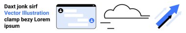 Bulut hesaplama, teknoloji büyümesi, veri transferi, kullanıcı profilleri, işlem optimizasyonu, analitik. Oklu ve kullanıcı profili pencereli bir bulut simgesi. Bulut hesaplama ve teknoloji büyüme kavramı