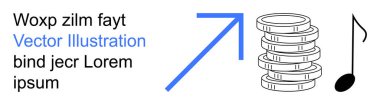 İş büyümesi, finansal planlama, yatırım stratejisi, müzik endüstrisi, gelir artışı, yenilik. Yukarı ok, üst üste para yığılmış müzik notaları. Mali planlama ve iş büyüme kavramı