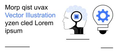 Yapay zeka, yenilik, teknoloji, dijital dönüşüm, makine öğrenimi, gelecekteki kavramlar. Yapay zeka mikroçipli beyin ve ampullü ekipman. Yapay zeka ve yenilik