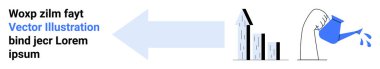 İş geliştirme, yatırım büyümesi, analitik, strateji planlaması, sürdürülebilirlik, başarı takibi. Ok, çubuk grafik el sulama. İş geliştirme ve yatırım büyüme kavramı