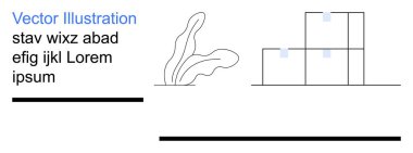 Minimalist tasarım, soyut kavramlar, tasarım, modern estetik, sanat kompozisyonu, denge. Elementler arasında geometrik şekiller, bitki çizgisi sanatı ve metin yerleştirmesi yer alıyor. Modern estetik ve sanat