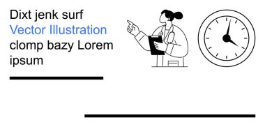 Sağlık, zaman yönetimi, tıbbi hizmetler, programlama, danışmanlık, verimlilik. Bir doktor pano ve saat sembolüyle işaret ediyor. Sağlık ve zaman yönetimi kavramı