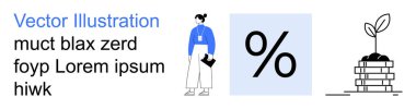 Finans, yatırım büyümesi, iş analizi, ekonomi, finansal planlama, veri görselleştirme. İnsan figürü, madeni para yığınlı bitki yetiştirme sembolü. Finans ve yatırım büyüme kavramı