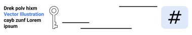 Dekoratif anahtar ve haşhaş sembolüne lorem ipsum metin parçaları eşlik ediyor. Güvenlik, markalaşma, web tasarımı, basitlik, tipografi, modernite ve basit iniş sayfası için ideal