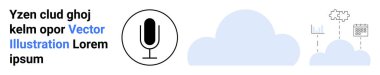 Bulut bilgisayarı, ses asistanı, veri depolama, teknoloji entegrasyonu, dijital araçlar, çevrimiçi hizmetler. Bulut sembolleri, mikrofon ve dijital elementler. Bulut bilgisayarı ve ses asistanı teknolojisi