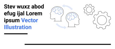 Öğrenme süreci, yenilik, takım çalışması, problem çözme, eğitim, yaratıcılık. Oklarla ve dişlilerle birbirine bağlı iki beyin. Öğrenme süreci ve yenilik kavramları