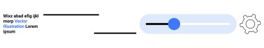 Kullanıcı arayüzü, ayarlar, etkileşim, kontrol, ayarlama, kişiselleştirme. Mavi saplı yatay kaydırıcı ve beyaz arka planda vites simgesi. Ayarlar ve kişiselleştirme kavramı