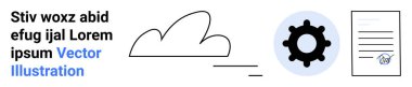Bulut hesaplama, dijital dönüşüm, veri depolama, otomasyon, iş akışı optimizasyonu, analitik. Bulut çizgisi, üzerinde pul simgesi olan yuvarlak bir belgenin içindeki bir dişli. Bulut hesaplama ve dijital