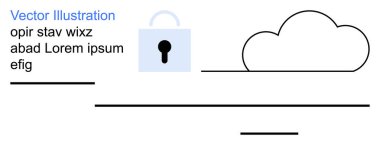 Veri koruması, siber güvenlik, güvenli depo, çevrimiçi mahremiyet, bulut teknolojisi, bilgi güvenliği. Bulut ve kilit simgesi minimalist çizgilerle. Veri koruması ve siber güvenlik kavramı