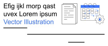Veri organizasyonu, iş akışı planlaması, üretkenlik araçları, görev yönetimi, programlama, otomasyon kavramları. bir belge, takvim ve vites simgesi. Çalışma akışı planlaması ve üretkenlik araçları odaklanır