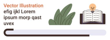 Eğitim, öğrenme kaynakları, yaratıcılık, çevre dostu fikirler, yenilik, sürdürülebilir kalkınma. Parlayan bir ampulü ve yaprakları olan açık bir kitap. Eğitim ve yaratıcılık kavramları