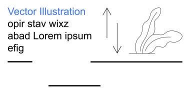 Tasarım konseptleri, planlar, öğrenme araçları, yaratıcı şablonlar, soyut, sanatsal talimatlar. Metin, ok çizgileri ve organik yaprak şekilleriyle soyut bir düzen. Tasarımları ve yerleşimleri kavra