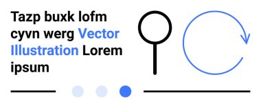 Büyüteç ve dairesel tazeleme oku metin ve ilerleme simgelerini minimal mavi ve siyah dizaynla birlikte. Arama, yenileme, asgari tasarım, navigasyon, ilerleme, teknoloji, basit iniş sayfası için ideal