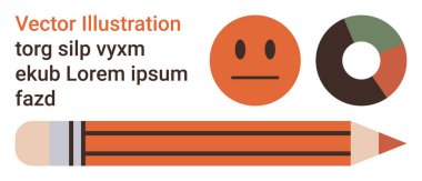 Grafik tasarım, eğitim, veri görselleştirme, iletişim, yaratıcılık, bilgi paylaşımı. Düz kalem, turta grafiği nötr yüz simgesi metin blokları. Eğitim ve veri görselleştirme kavramları