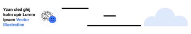 Akıl sağlığı, duygusal zorluklar, stres, iletişim, sağlık hizmetleri, sembolik çizimler. Bulut ve soyut elementlerin yanında üzgün yüz çizgisi. Zihinsel sağlık ve duygusal zorluklar kavramı