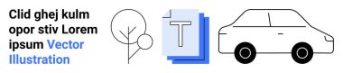 Ulaşım, grafik tasarım, çevresel farkındalık, markalaşma, düzen şablonları, basitlik. Temiz beyaz arka planda siyah çizgili araba, ağaç ve metne bağlı element. Ulaşım