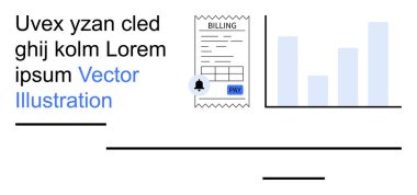 Finansal yönetim, iş analizleri, ödeme bildirimleri, fatura sistemleri, veri görselleştirme, maliyet takibi. Ödeme simgesi ve çubuk grafiği ile makbuz. Mali yönetim ve iş dünyası