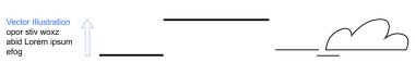 Grafik tasarım, teknoloji, yön, yaratıcılık, soyut kavramlar, pazarlama sunumları. Soyut kompozisyonda minimalist bulut, ok ve çizgi sanat öğeleri. Yön ve yaratıcılık