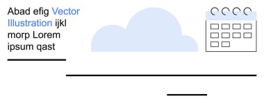 Zaman yönetimi, üretkenlik planlaması, bulut teknolojisi, programlama sistemleri, online araçlar, kişisel organizasyon. Metni ve takvimi olan bir bulut simgesi. Zaman yönetimi ve verimlilik planı