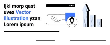 İş büyümesi, dijital ölçüler, çevrimiçi pazarlama, veri analizi, kullanıcı arayüzü tasarımı, liderlik. Yukarı doğru ok, tarayıcı penceresi ve kullanıcı avatarı olan bir grafik. İş büyümesi ve dijital